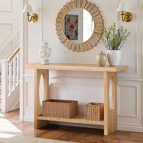 Mesa recibidor entrada madera natural consola pasillo 140cm 5