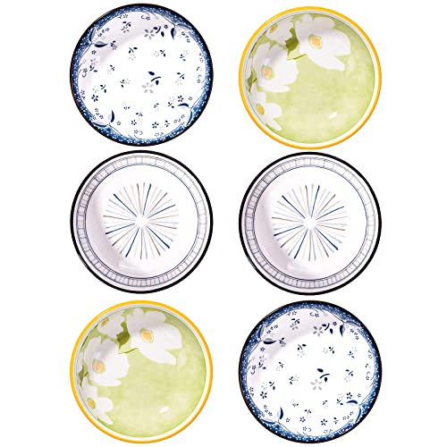 BOSILI Saucenschüssel 6er Set - Saucenteller, verschiedene Muster Dipschalen / Schale, Mini Kleine Schalen für Sojasauce, Ketchup, Gewürze, Salatdressing, Gewürze Cover