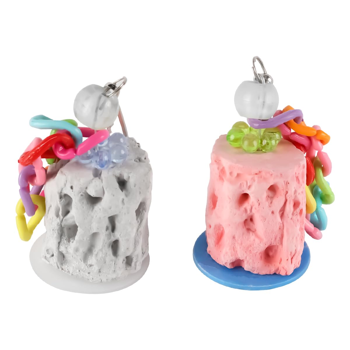 Nicear 2 Pcs Bird Chew Toy Calcium Teeth Grinding Chew Treats Toy for Hamster Bird Parrot African Grey Parakeets Cockatiels Conures