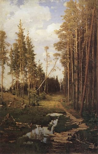 Toile forêt de pins Aleksey Savrasov tableau salon 60x90cm