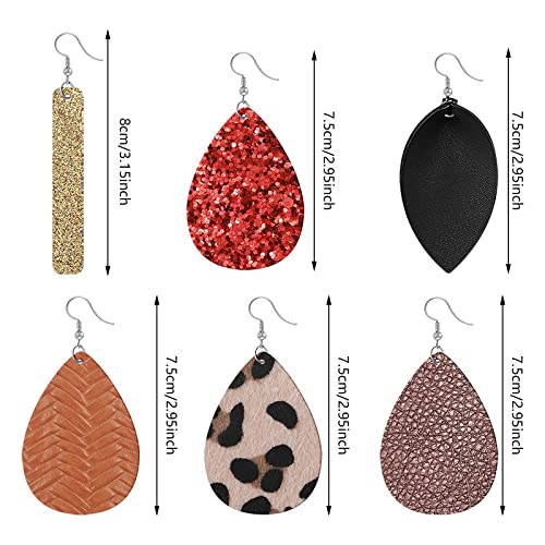 Stainless Steel 25 Pairs Faux Leather Earrings Teardrop Dangle Earrings Lightweight Leaf Earrings For Valentine's Day (Beautiful Style) #TOP1