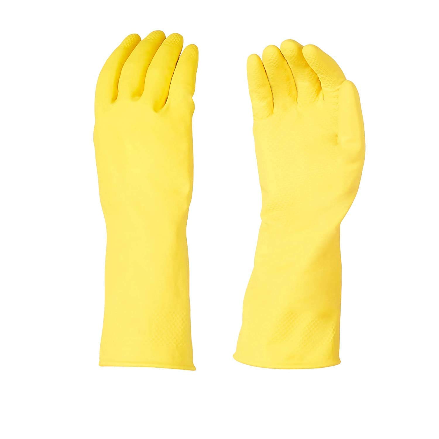 GenericVARUDI Reusable Washable Waterproof Cleaning Gloves PVC Dishwashing Gloves, Cotton Flock Liner, Non-Slip Household Gloves for Gardening, Kitchen, Painting - Yellow