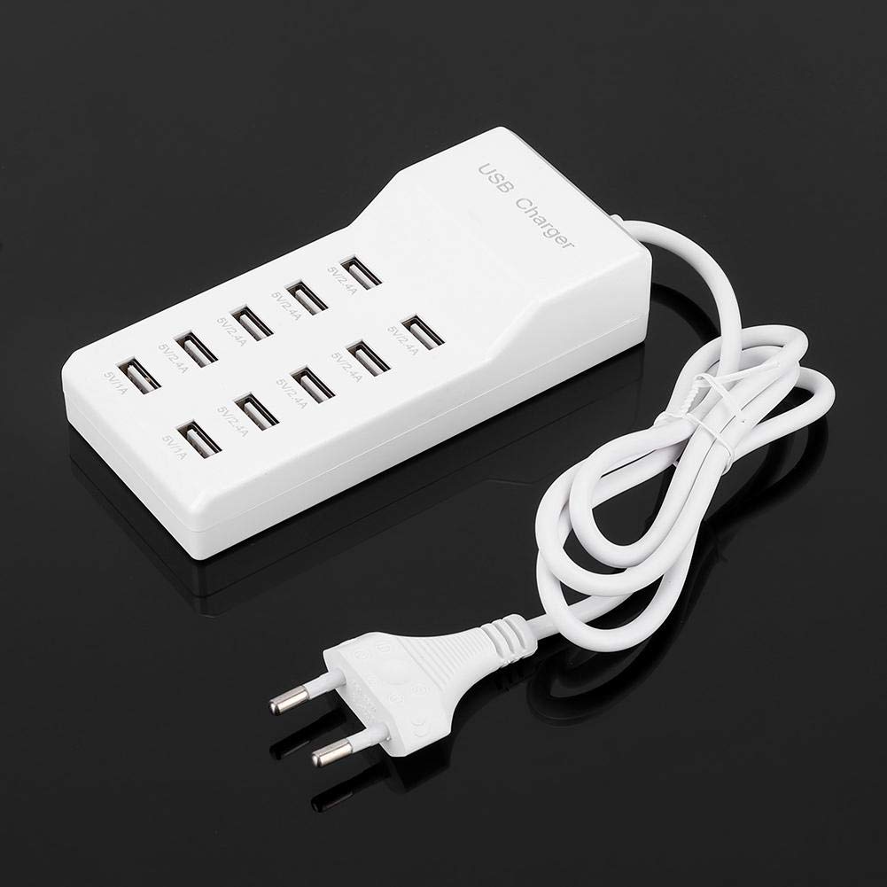 Caricatore USB Multiplo, 10 Porte Presa USB Ciabatta de Parete Multipresa da 40w, Stazione di Ricarica Rapida per più Dispositivi Compatibile con 12/13/14/Xs/X/iPad/iPod/Laptop/Smartphone