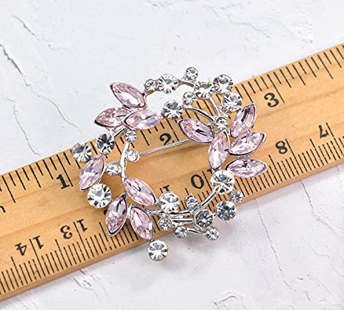 Image of Gyn&Joy Clear Crystal Rhinestone Floral Wreath Pin Brooch BZ005