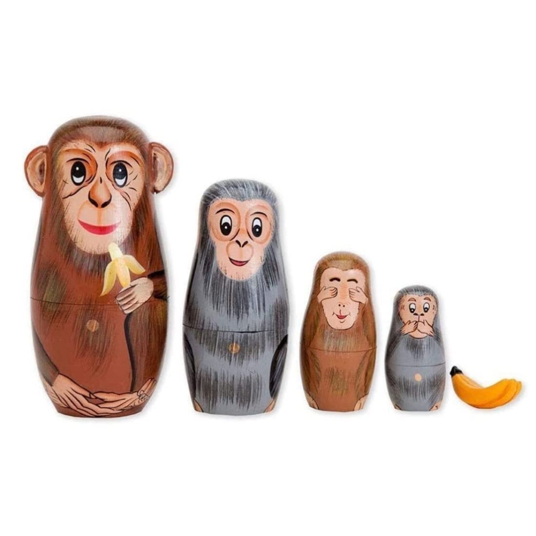 Amazon.co.jp: マトリョーシカ マトリョシカ 5個手描きの木製猿入れ子