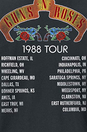 Guns N’ Roses Tour 1988 Homme T-Shirt Manches Courtes Noir Regular/Coupe Standard - Les Beatles, Paul McCartney, John Lennon, RIngo Starr, George Harrison Guns N' Roses Tour 1988 Homme T-Shirt Manches Courtes Noir Regular/Coupe Standard – Image 5