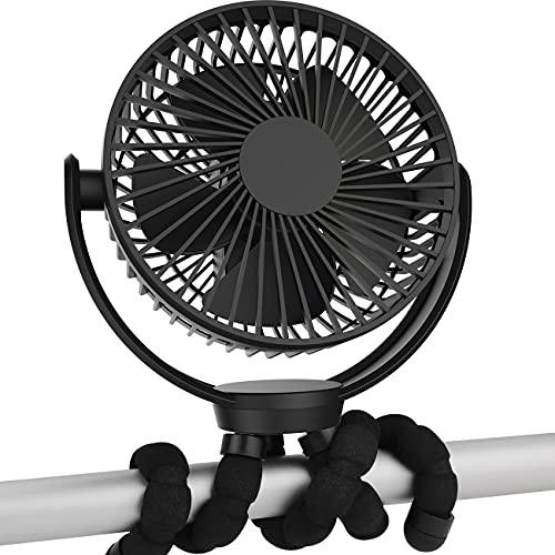 Image of Koonie 5000mAh Stroller Fan Clip on for Baby, 6 Inch Portable Fan for Stroller with Flexible Tripod, Rechargeable Baby Fan with 20H Working Time, 3 Speeds, Rotatable for Golf Cart Treadmill Camping