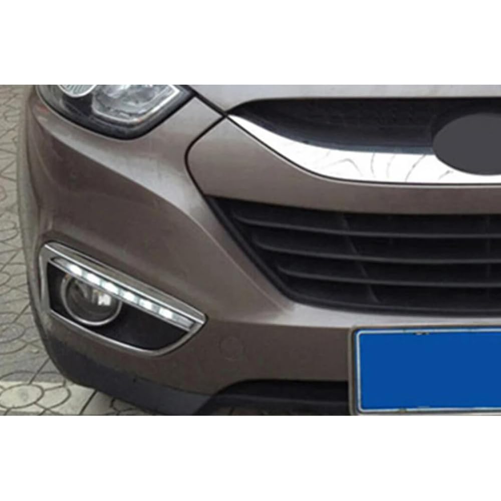 BAKUGO 2 Piezas LED Luz De Circulación Diurna Luz Antiniebla Luz Parachoques Delantero DRL Luz De Señal De Vuelta para Hyundai IX35 2010 2011 2012-White