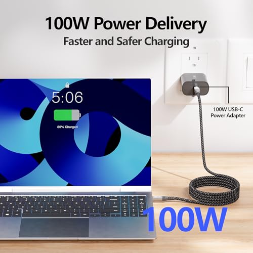 Image of 2-Pack Short 2FT usb-c cables,20Gbps Data Charging Cable,100W USB 3.2 Gen 2 High Speed, 4K Video Monitor Cord, USBC Display Cable for Type-C Devices,usb c cord Compatible with Thunderbolt 4 /3