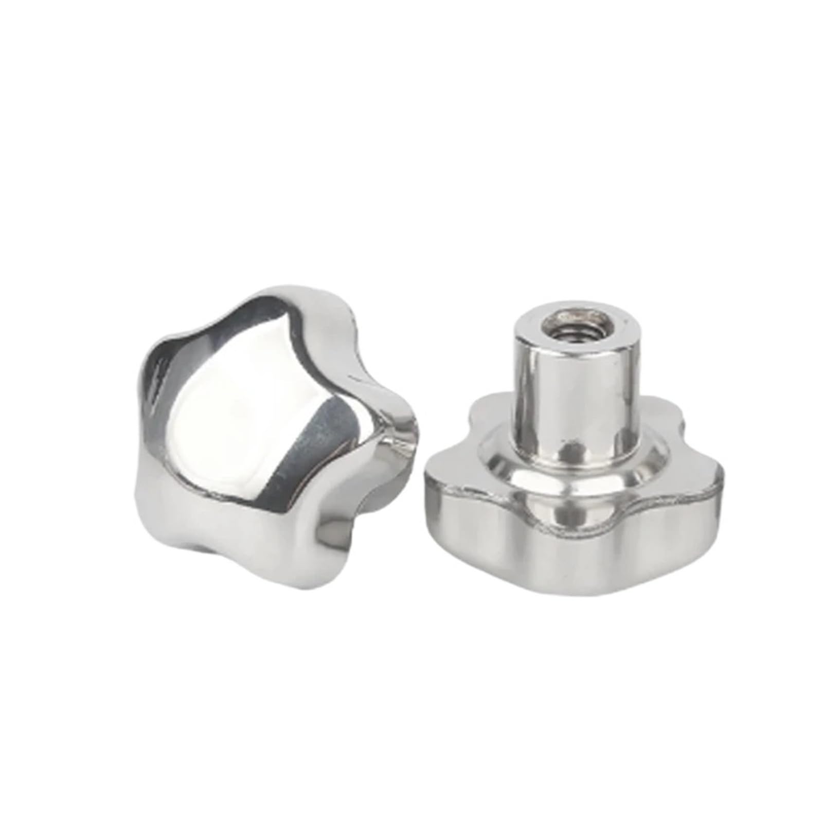 OZXZH 304 Stainless Steel Through Hole/Blind Hole Bakelite Hand Knob Head Thumb Nut Plum Handle Star M6 M8 M10 M12 M14-M20(Blind Hole,M14xD80mm-1pcs)