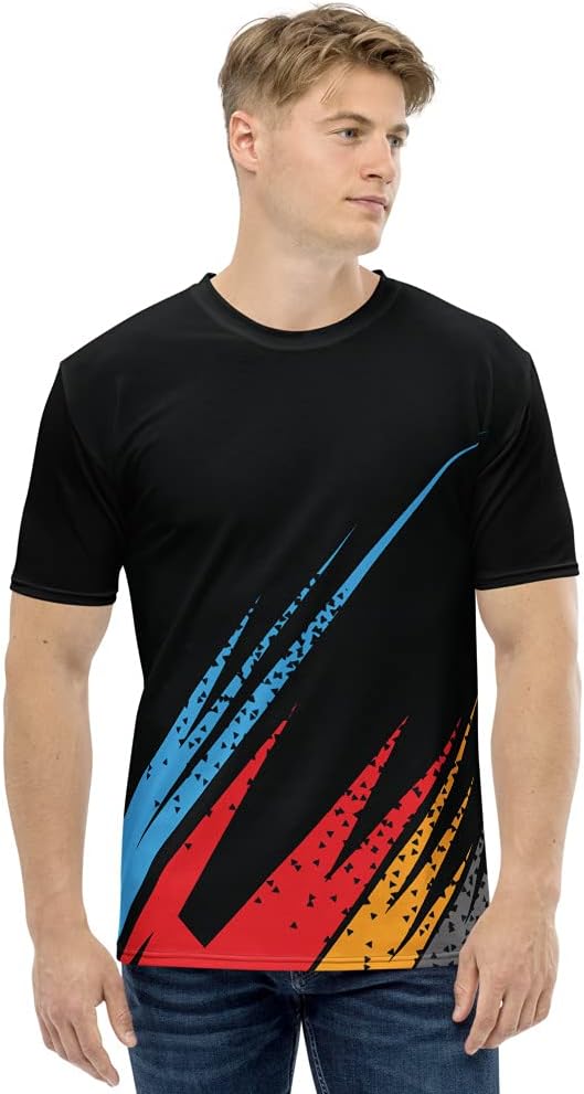 JJ TEESPolyester Half Sleeve Jersey with Round Collar and Digital Print All Over for Men (Color: Multicolor)