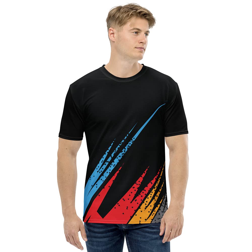 JJ TEESPolyester Half Sleeve Jersey with Round Collar and Digital Print All Over for Men (Color: Multicolor)