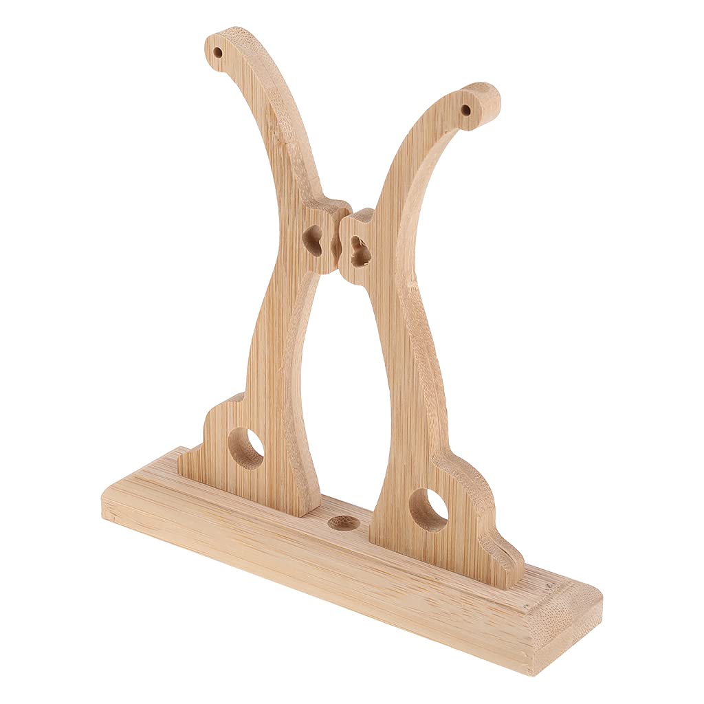 Jazuaiao Chinese Round Hand Fan Holders Display Rack Practical Round Fan Stand Showing Base Wood Texture for Hand Stand