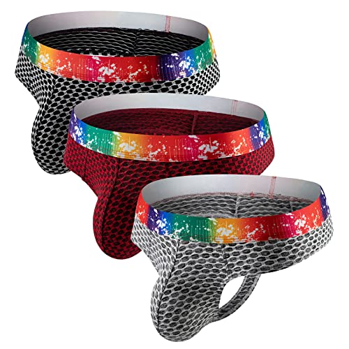 eywlwaar Men's Thong Underwear Comfy Sexy Wide Waistband Low Rise T-Back Panties