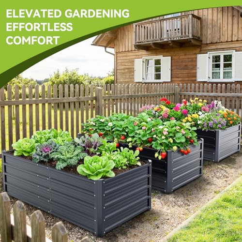Ohuhu Raised Garden Beds Outdoor 6x3x1.5 FT, Heavy Duty Painted Galvanized Steel Garden Bed, Rustproof Reinforced Planter Boxes for Vegetables Flowers Herbs by Ohuhu - Image 7