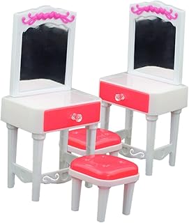 Gadpiparty Conjunto De Acessórios Para Meninas De Brinquedo Para Meninas Mini Penteadeira Para Meninas Jogo De Simulação Conjunto De Cadeira De Penteadeira Kit De Cadeira De Penteadeira