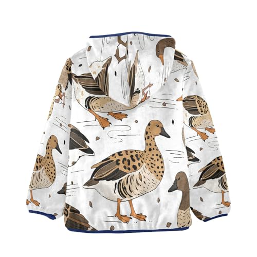 Ducks Walking Toddler Fleece Jacket Girl Boys Hooded Fleece Jacket Coat Warm Outwear Zip-up 3-10T2