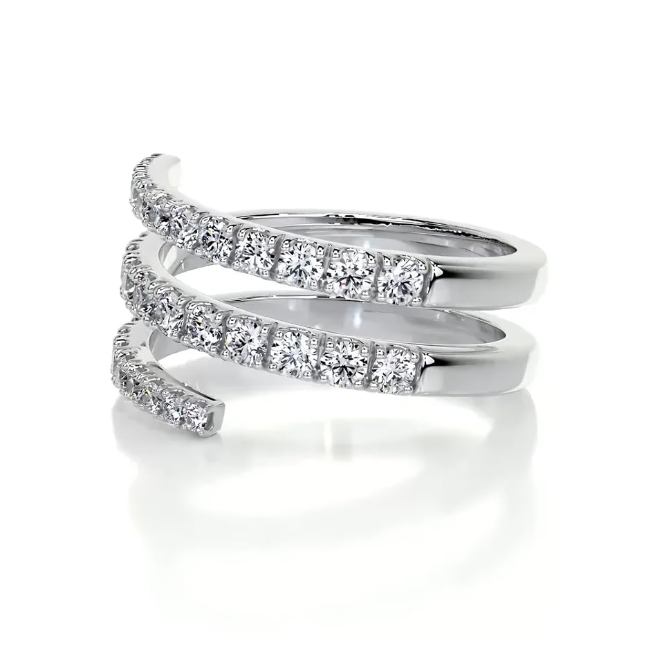 3/5 carats Round Cut Wedding bands for women Moissanite wedding bands Platinum Plated Silver womens wedding rings2