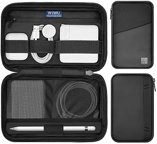 Wiwu Travel Cable Organizer Bag, Waterproof Electronics Accessories Pouch Bag For Apple Pencil,Hard Drives, Cable, Charger, Phone, Usb, Sd Card (Black)