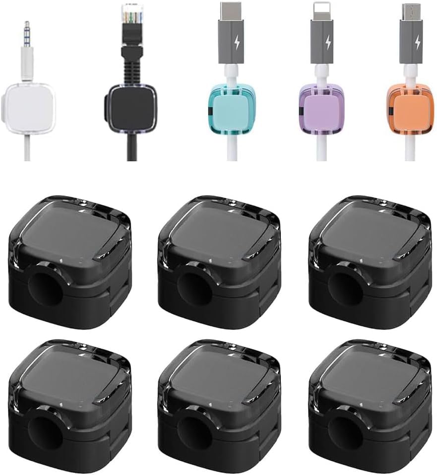 2024 New 6 Pack Charging Cable Magnetic Cable Organizer Storage Holder Cord Organizer Magnetic Cable Management Clips Phone