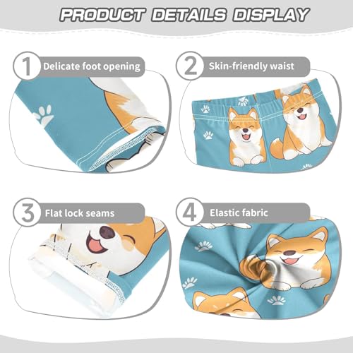 Dog on Blue Girls Leggings,Workout Leggings for Girls Toddler Athletic Legging Size for 3-10T3