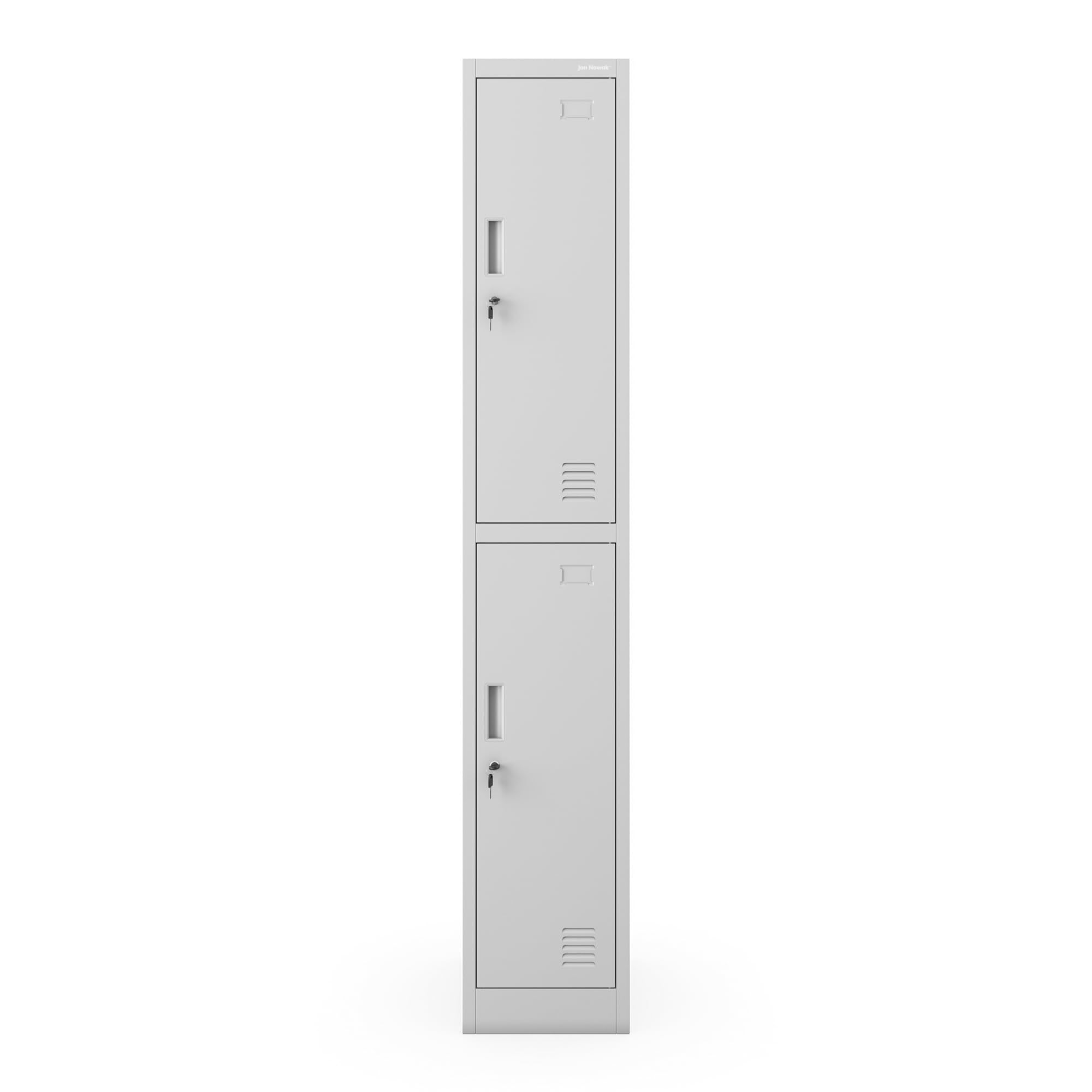 Jan Nowak Spind Schließfachschrank Metall, 2 Fächer, 32 x 185 x 45 cm | Sozialschrank mit Kleiderstange, Lüftung, Etikettenhaltern, 4 Schlüsseln, Stahl 0,6 mm, Wandmontage, robust für Umkleideraum