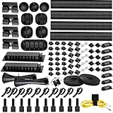 [313Pcs] Cable Management Kit, 67 Adhesive Cable Clips, Topavatop Desk Cord Organizer, 22 Reusable Cable Strap, 4 Cable Sleeve Split, 200 Nylon Cable Zip Ties with 20 Mounts for TV Office Home, Black
