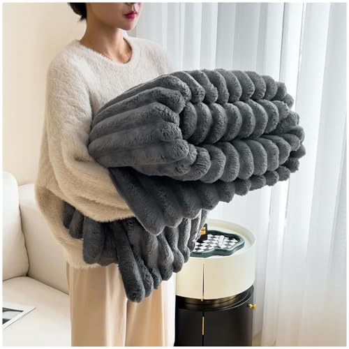 NUODWELL Soft Fluffy Throw Blanket, Super Cozy and Warm Fleece Blanket Rabbit Plush Double Thickness Blanket for Bed Sofa Couch Chair (Dark Grey, 150x200cm) NUODWELL Soft Fluffy Throw Blanket, Super Cozy and Warm Fleece Blanket Rabbit Plush Double Thickness Blanket for Bed Sofa Couch Chair (Dark Grey, 150x200cm)