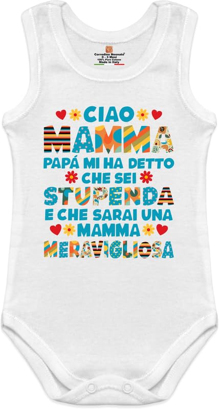 Corredino Neonato maschio e femmina idea regalo primo compleanno Papà e Mamma - Body neonato Cotone Maniche Corte, bavetta e cappello con frase dedica in Azzurro e Rosa