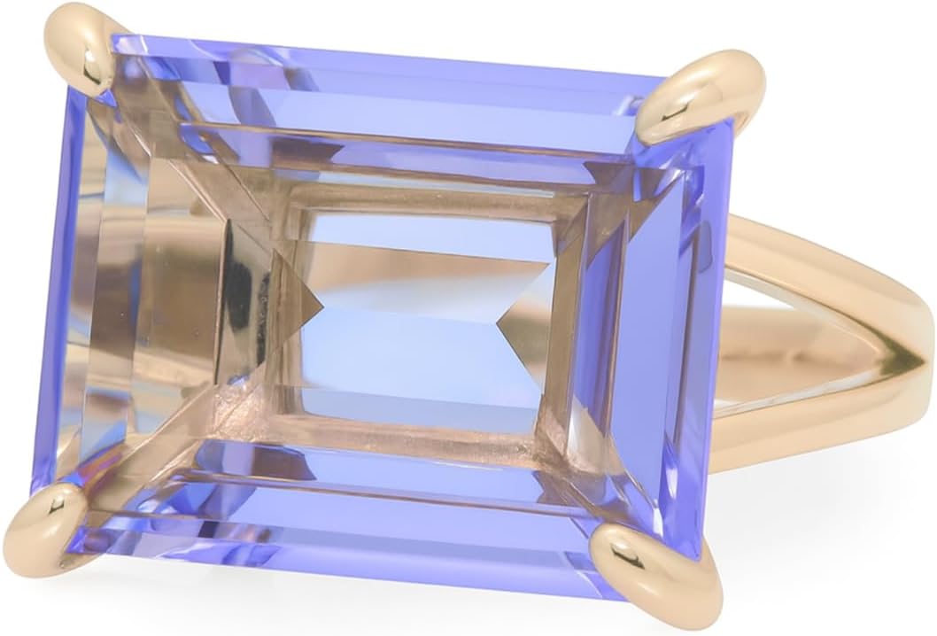 Purple Tanzanite Jewelry Ring - Rose Gold Prong Set Gemstone Ring - Statement December Birthstone Ring, Engagement Ring, Unique Jewelry for Mom, Sister, Wife - Customizable with Engraving