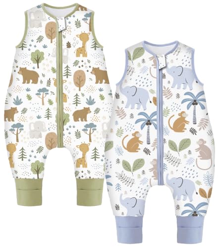 Chilsuessy Toddler Sleep Sack with Feet 2-3 T, 1.0 TOG Cotton Baby Wearable Blanket with Legs, Sleep Bag Walker with 2-Way Zipper