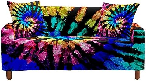 Miniatura 1 de Fundas elásticas para sofá multicolor de elastano, funda de sillón lavable antideslizante para sofá de dos plazas (teñido anudado 6, M (57-73