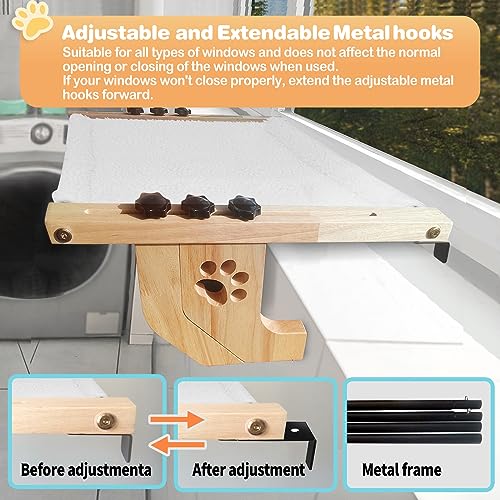 Rede resistente para janela de gato com moldura de madeira e metal - sem necessidade de perfuração -