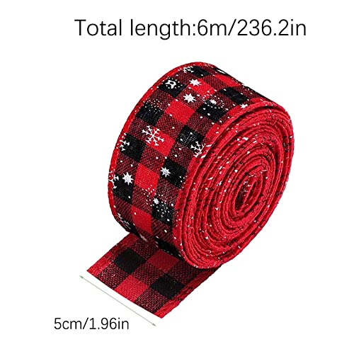 Bachelorette Party Favors Sunglasses 6M Christmas Ribbon Printed Snowflake Tie Bow Ornament Imitation Plaid With Snowflake Ribbon Wreath Ornament Accessories Hawaiian Party Decorations (Red, One Size) #TOP5