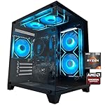 Gaming PC Desktop Computer AMD Ryzen 5 5600GT,16GB DDR4 3200MHz,1TB M.2 NVMe PCle4.0 Gen4,550W 80PLUS PSU,WiFi,Game Design Office Console,Sea View Room, Towers Prebuilt PC (Black)