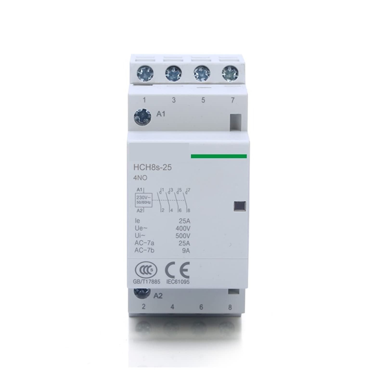 Contactor Modular HCH8s-25, 4 Polos, 16 A, 20 A, 25 A, NA, NC o 2, 24 V, 110, 220, contactor automático doméstico, Tipo riel DIN, 1 Unidad | 4P 25A 2NO2NC AC24V