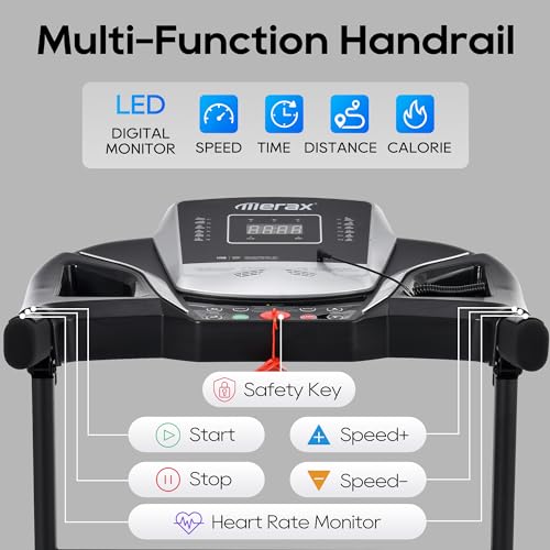 Treadmills for Home, Folding Treadmill with Incline and Heart Rate Sensor, 2.5HP Quiet Brushless with USB Charge Station, Small Space Portable Running Walking Machine, 300lbs Weight Capacity