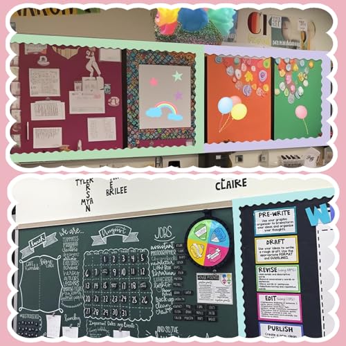 196.8 Ft Bulletin Board Borders, 6 Rolls Scalloped Classroom Blackboard Display Trim, Waterproof Poster Border Paper, School Whiteboard Wall Decoration for School, Office, Home - Image 3