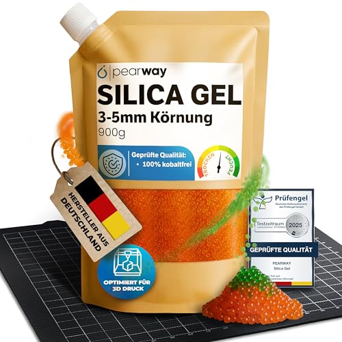 Silica Gel 35mm für präzises Ausgießen in 3D Drucker Pods Silica Kugeln regenerierbar Silikat Trockenmittel Silicagel Orange/Grün Kieselgel 900g