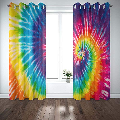 Musesh Abstract Swirl Design Tie Dye Window Blackout Curtains 2 Panels,52X63 Inch Christmas Window Curtains Casement Window Curtains for Bedroom Living Room Dorm