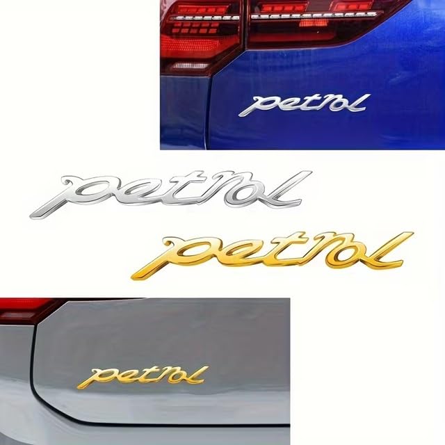 Image of AutoBizarre 3D Raised Petrol Metal Monogram Emblem Badge Sticker for All Cars & Bikes (Gold)
