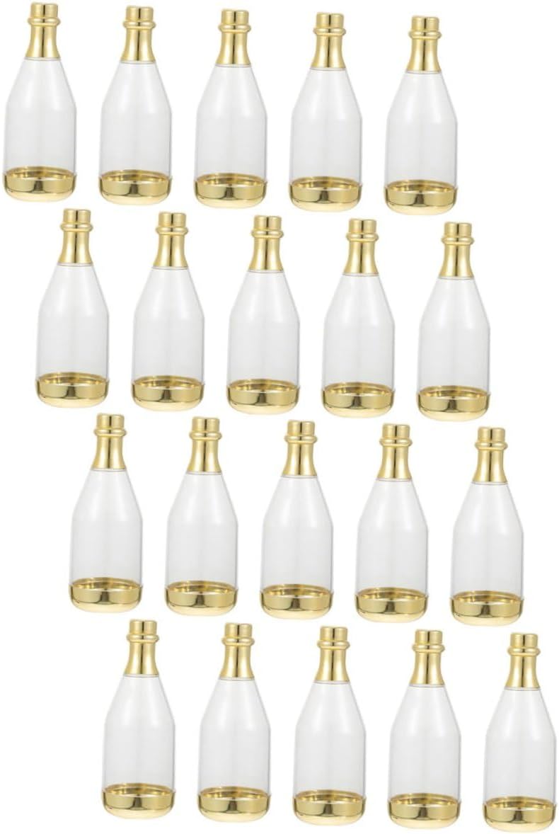 20pcs Gold Sparkling Wine Bottle Candy Boxes Mini Wine Bottles Candy Packaging Containers Party Favor Boxes for Wedding Bridal Shower and Birthday Celebrations