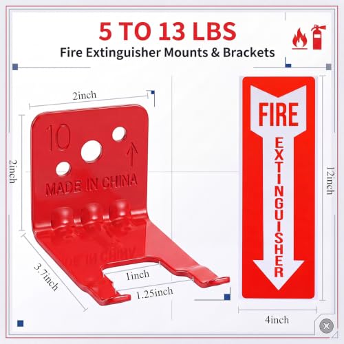 Image of TaoBary Fire Extinguisher Bracket and Sign Sticker, Wall Mount Bracket for Big and Small Fire Extinguishers, Indoors and Outdoors(2 Pack,10 lb)