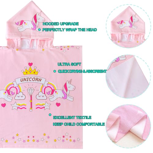 Image of NovForth Kids Beach Towel for Boys Girls, Hooded Bath Towel Wrap, Toddler Pool Towel with Hood
