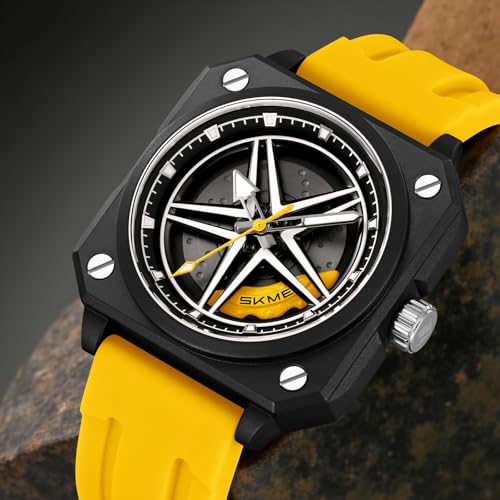 Image of SKMEI Silicone Men's Analog Quartz Sports Watch Waterproof & Trendy Wheels Rolling Design 2362