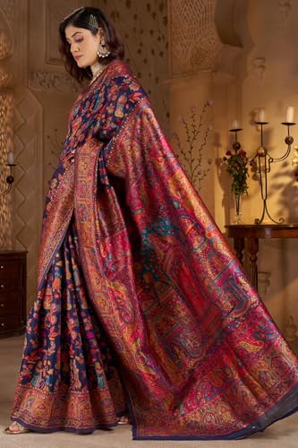 Image of SGF11 Women's Kanjivaram Pure Soft Silk Saree With Unstitched Blouse Piece