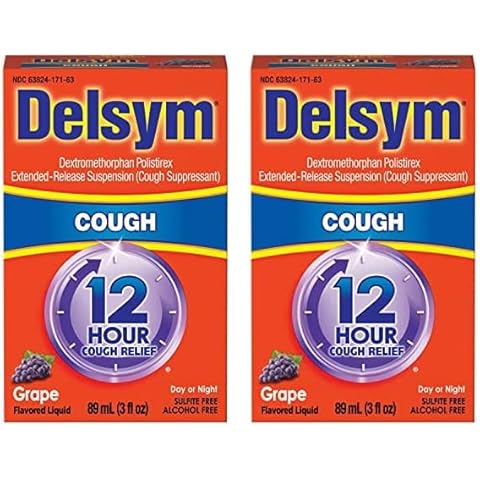 Delsym Cough Suppressant Liquid, 3 Ounce (Grape, Adult), 3 Fl Oz (Pack of 2) Cover