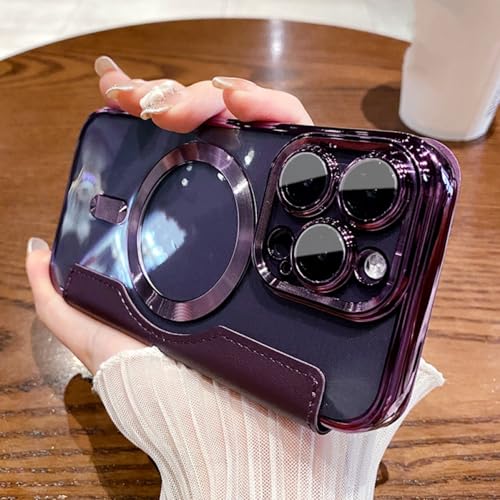Étui de téléphone magnétique en cuir pour iPhone 14 13 12 11 Pro Max housse violette