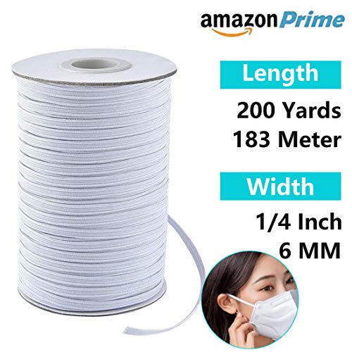 NIYPS 183 - Metro elastico da cucito, 6 mm, colore: Bianco