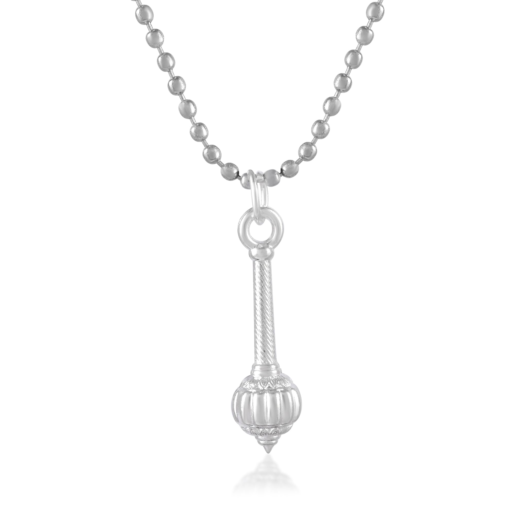 morir Silver Plated Brass Hanuman Gada Pendant with Chain for Men and Boys Stylish Religious Jewellery-picture-16